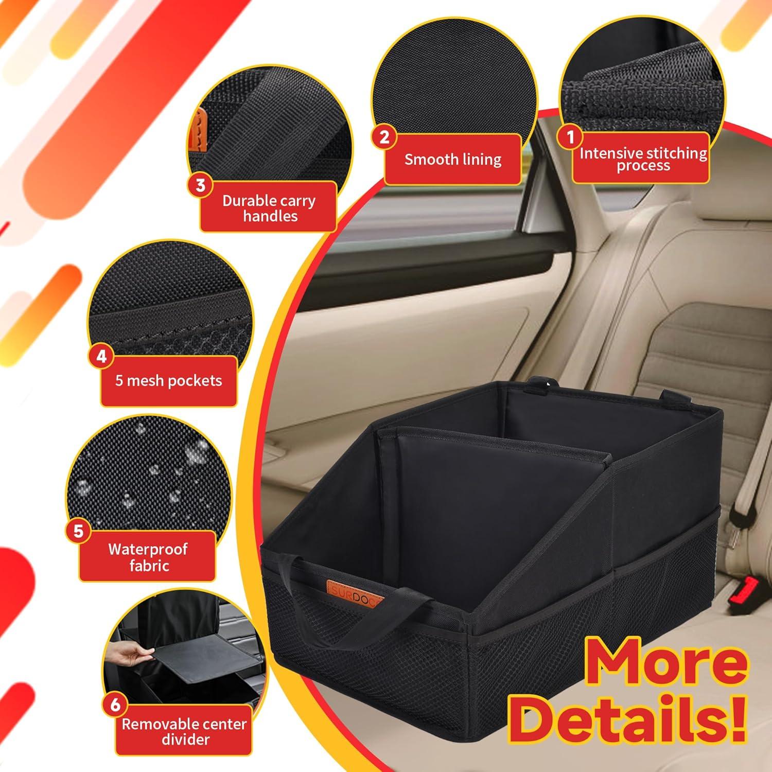 Organizador de Asiento de Coche SURDOCA Negro Plegable 44x24x22cm