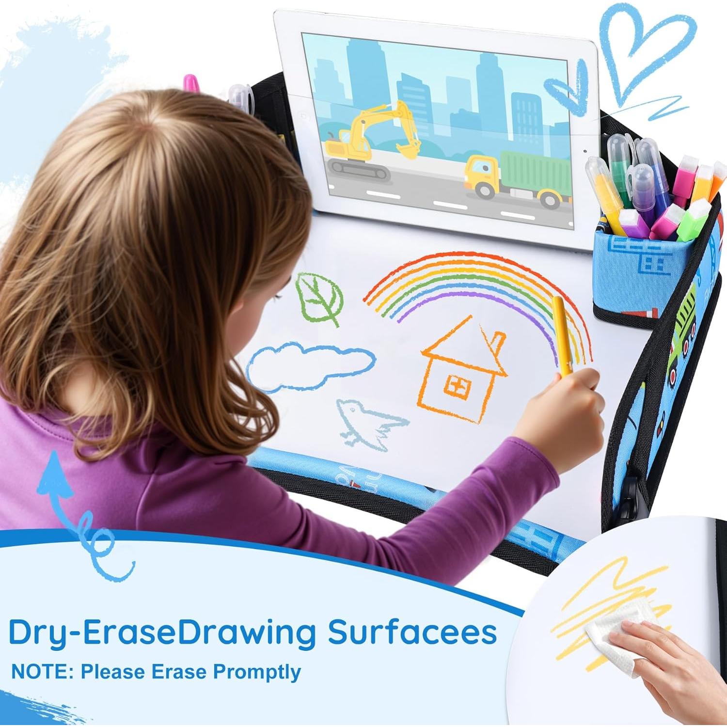 Bandeja de Viaje UTOLOVE para Niños Azul Claro con Organizador