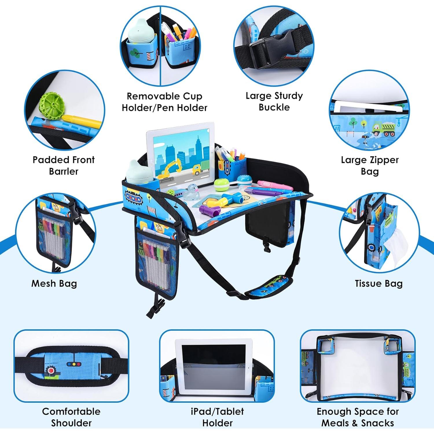 Bandeja de Viaje UTOLOVE para Niños Azul Claro con Organizador