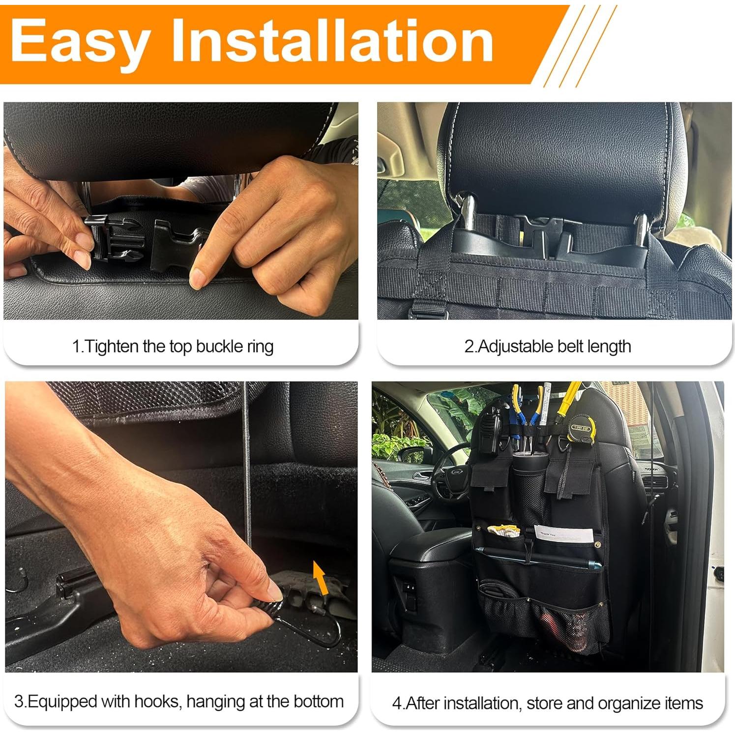 Organizador de Asiento de Coche STOLCA Negro con 8 Bolsillos