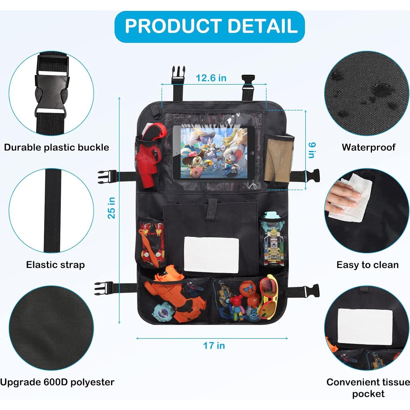 Organizador de Asiento Trasero LIHBHOID 2 Piezas 43x63 cm