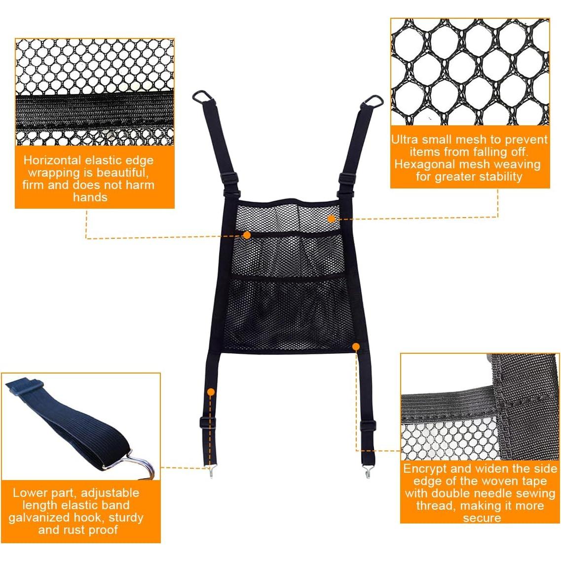 Organizador de Malla para Auto Zipelo, 3 Capas, Negro