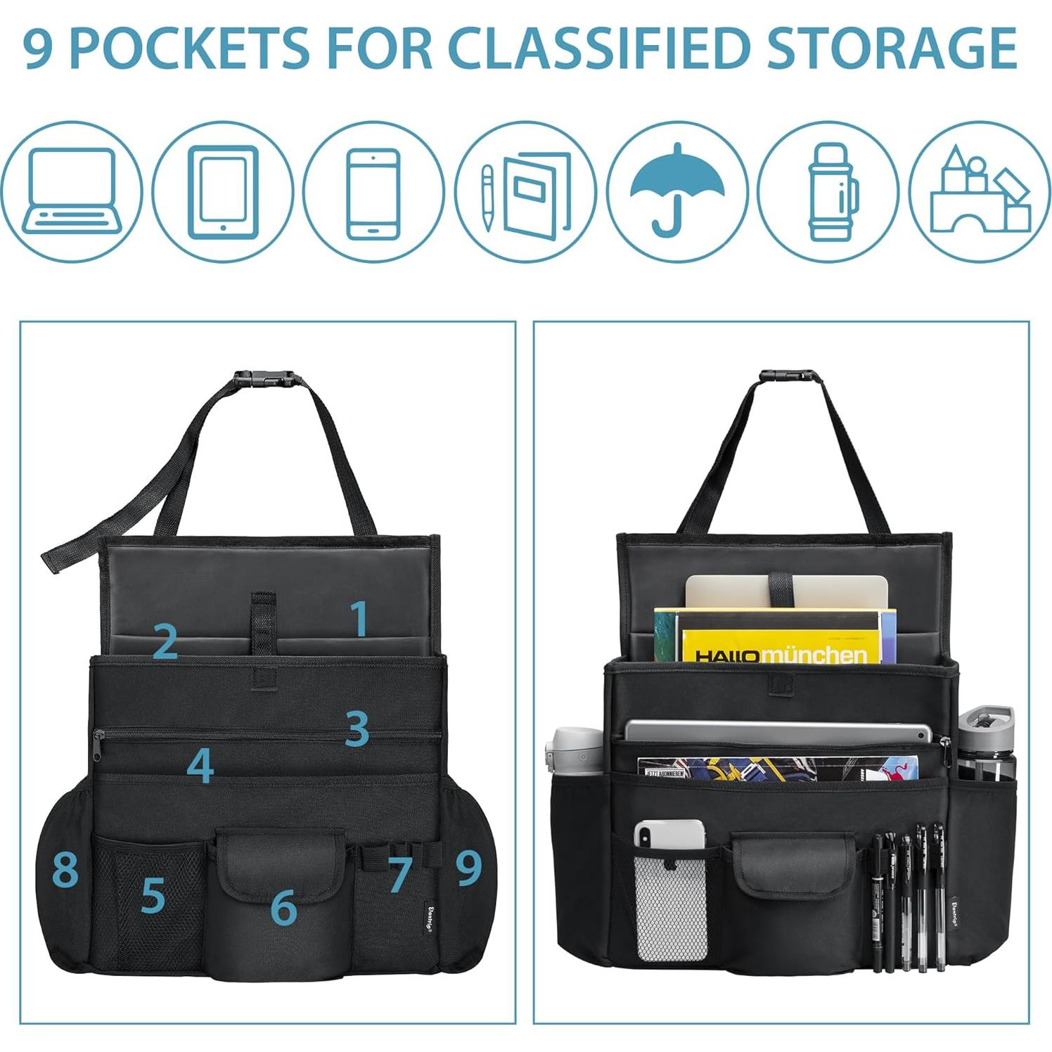 Organizador de Asiento Frontal Elantrip Negro 33x15.24x43.18 cm