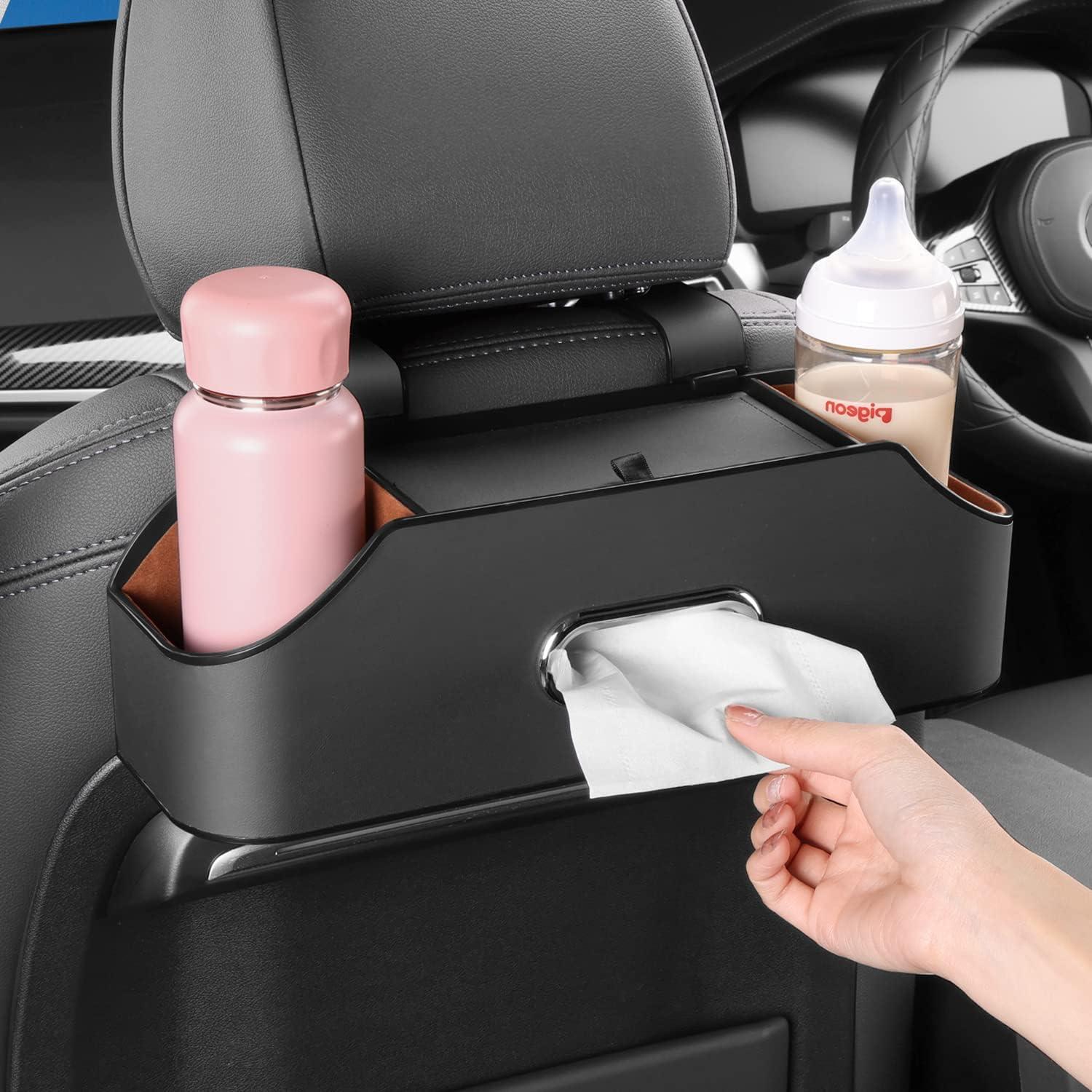 Organizador de Respaldo de Asiento de Coche HALOYIVGO Negro - Con Portavasos y Caja de Tissue