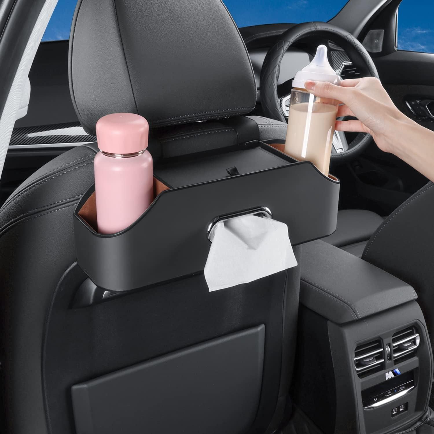 Organizador de Respaldo de Asiento de Coche HALOYIVGO Negro - Con Portavasos y Caja de Tissue