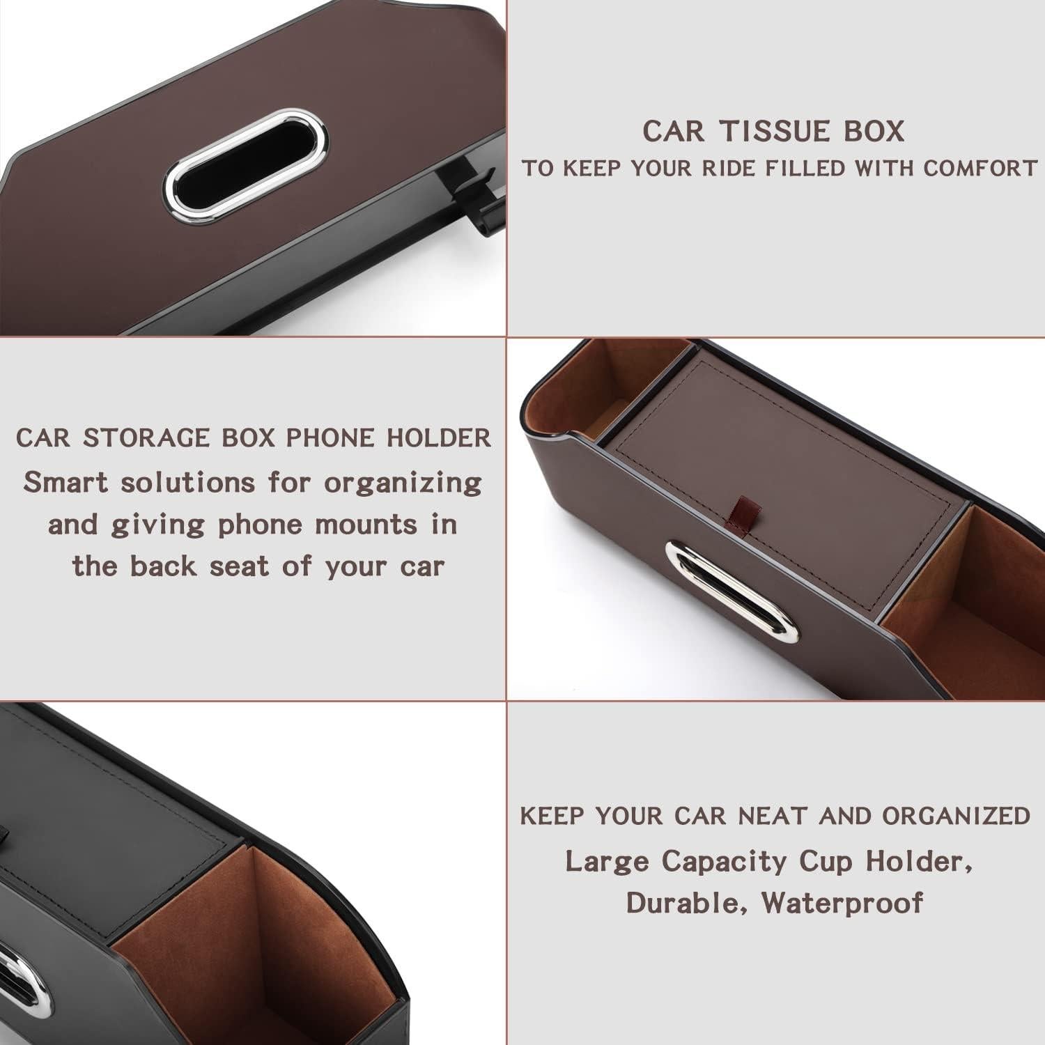 Organizador de Respaldo de Asiento de Coche HALOYIVGO Negro - Con Portavasos y Caja de Tissue