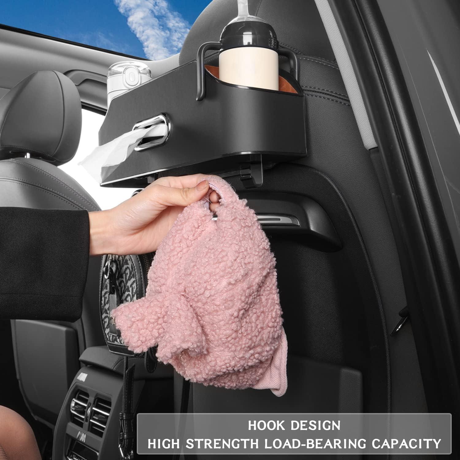 Organizador de Asiento Trasero de Coche HOLDCY Negro con Soporte para 2 Tazas y Caja de Tissue