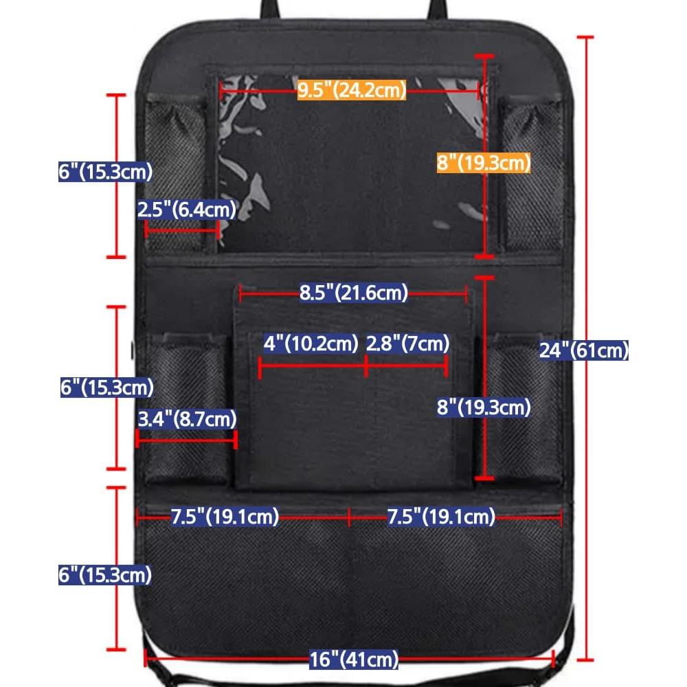 Organizador de Asiento Trasero CAMREST - 10 Bolsillos, Negro