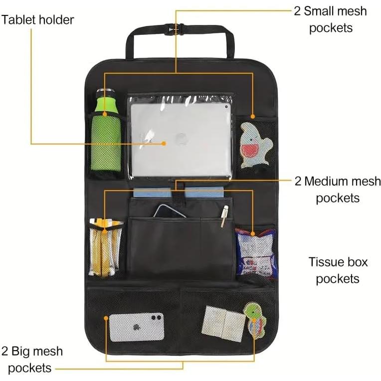 Organizador de Asiento Trasero CAMREST - 10 Bolsillos, Negro