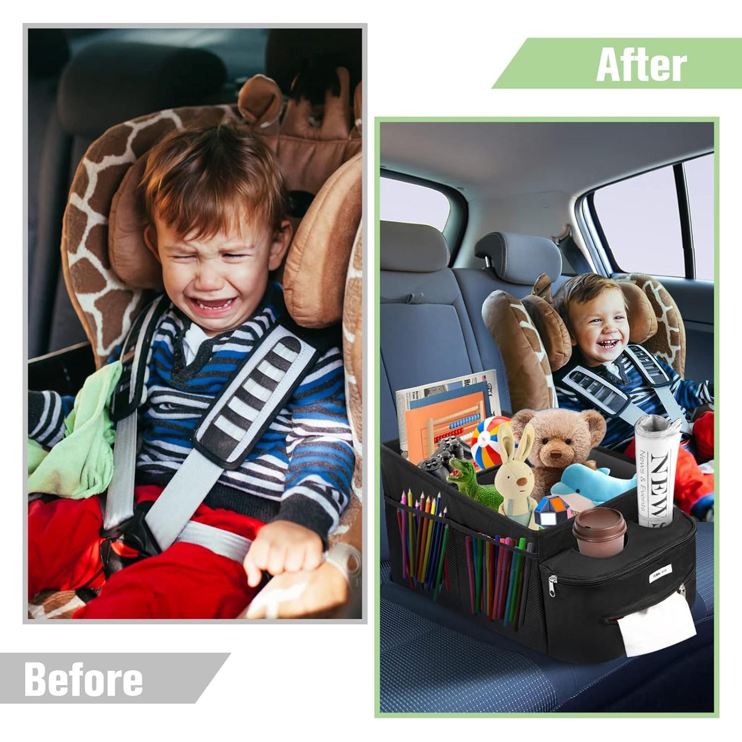 Organizador de Asiento de Coche FUNNy elf Plegable con 4 Portavasos