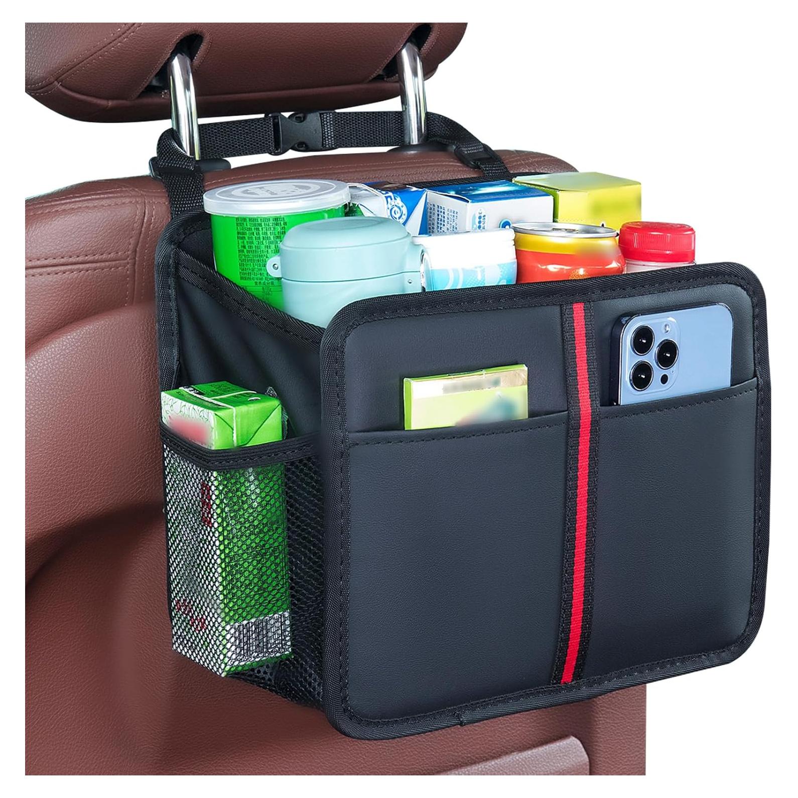 Organizador de Asiento Trasero de Coche hasentan - Cuero Sintético Negro