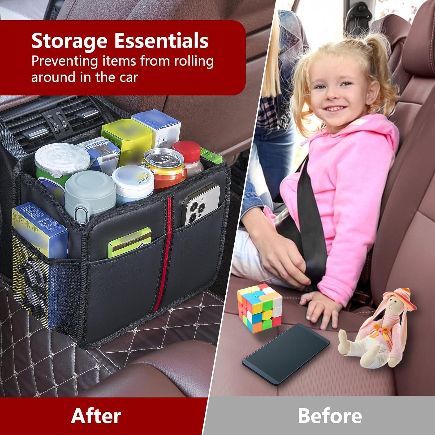 Organizador de Asiento Trasero de Coche hasentan - Cuero Sintético Negro