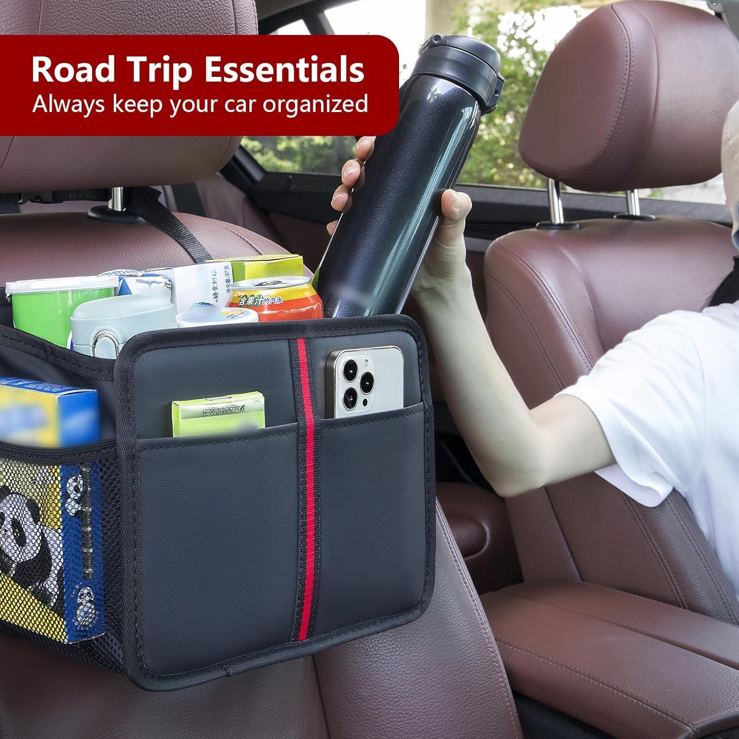 Organizador de Asiento Trasero de Coche hasentan - Cuero Sintético Negro