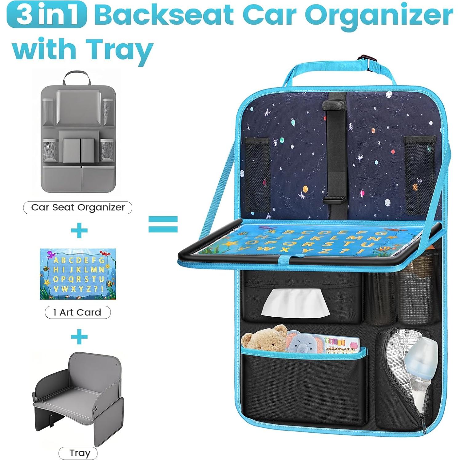 Organizador de Asiento Trasero MENZOKE con Bandeja y 7 Bolsillos