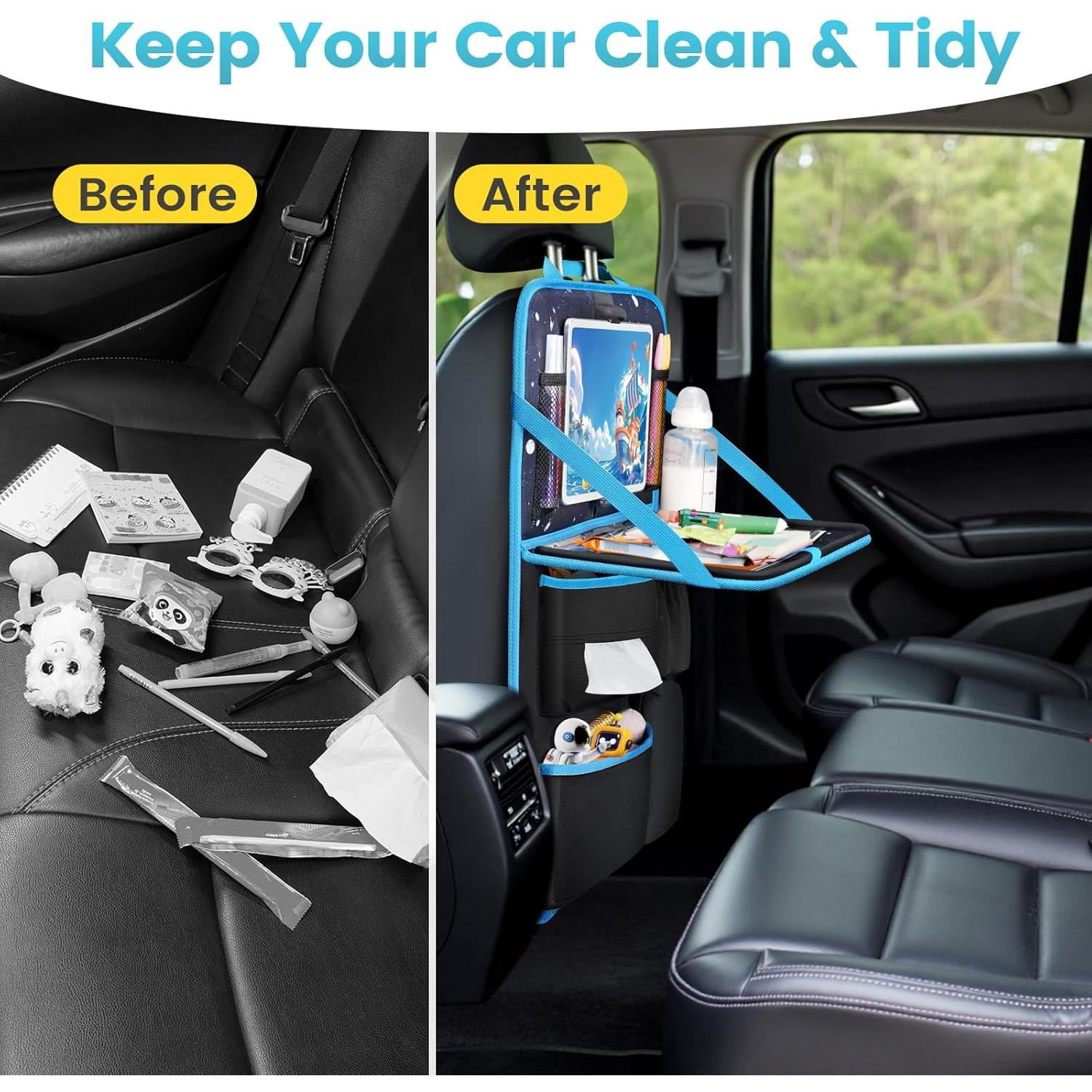 Organizador de Asiento Trasero MENZOKE con Bandeja y 7 Bolsillos