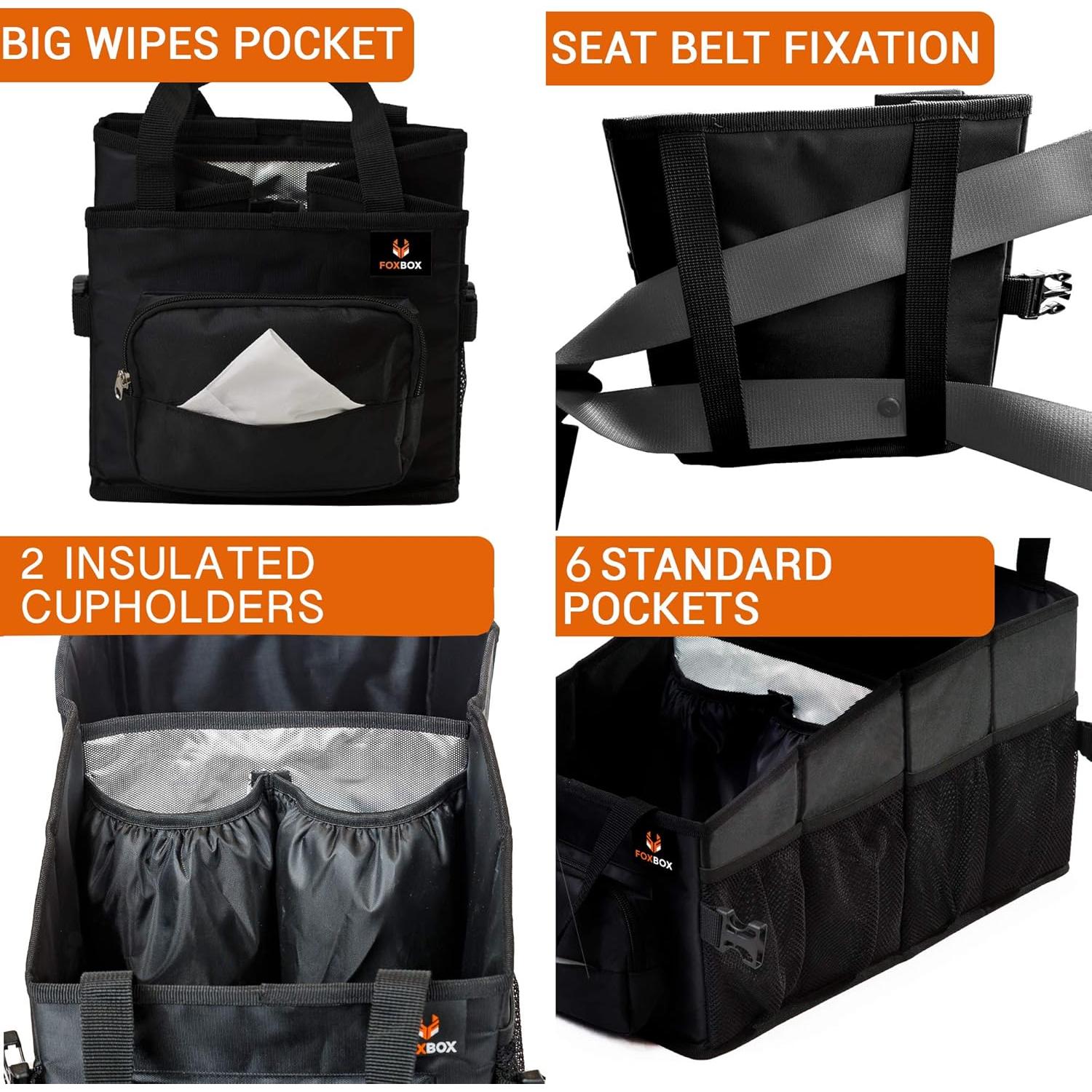 Organizador de Auto FoxBox Negro para Niños - 13 Compartimentos