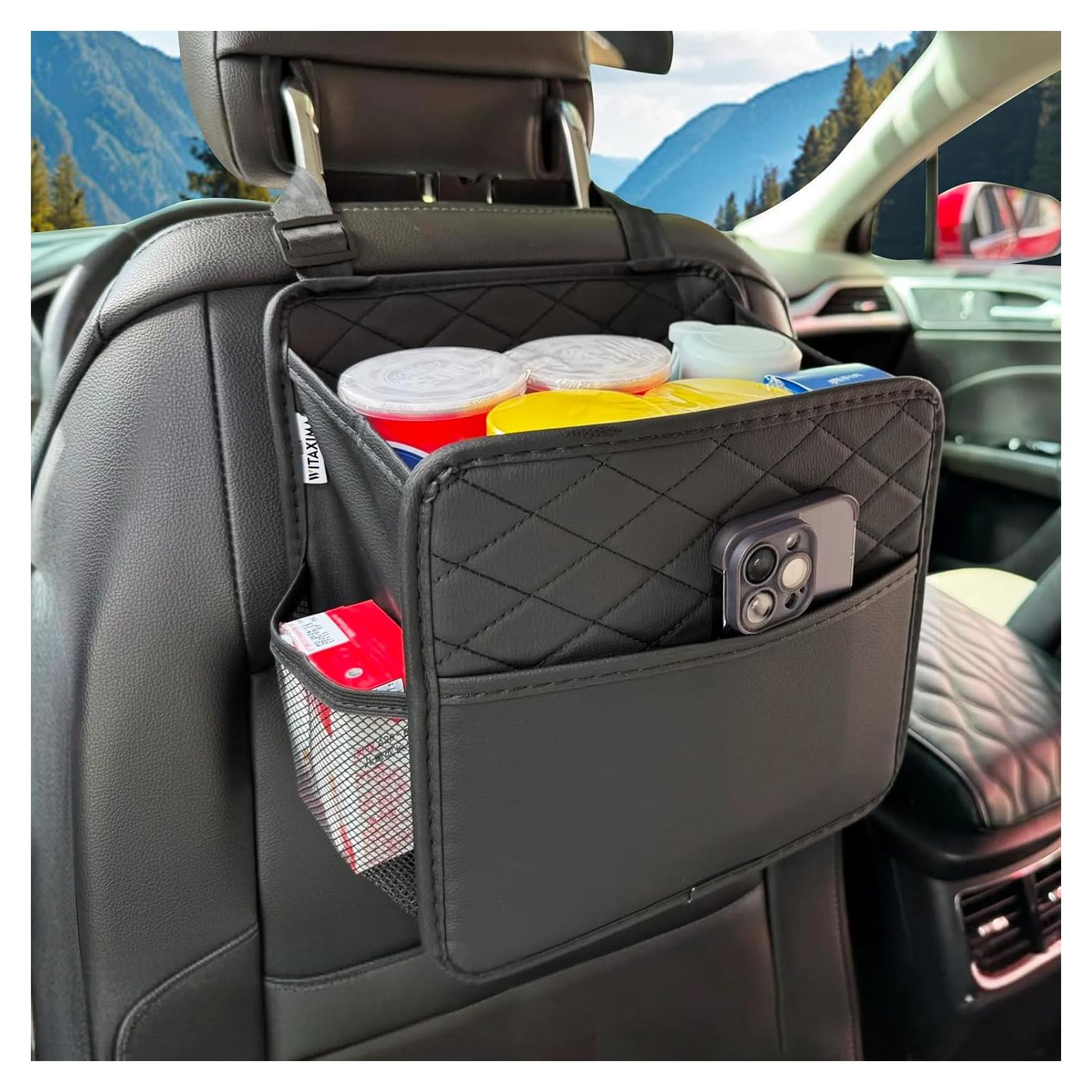 Organizador de Coche Witaxima con Basurero y Bolsillos, Negro