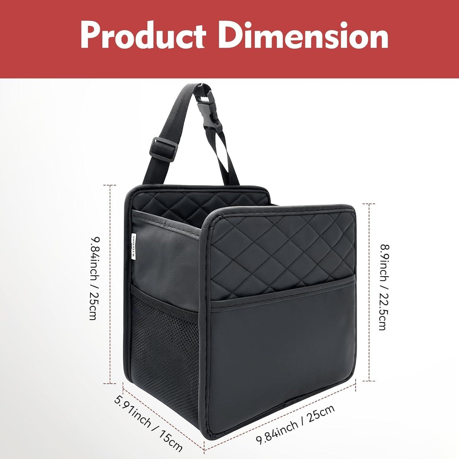 Organizador de Coche Witaxima con Basurero y Bolsillos, Negro