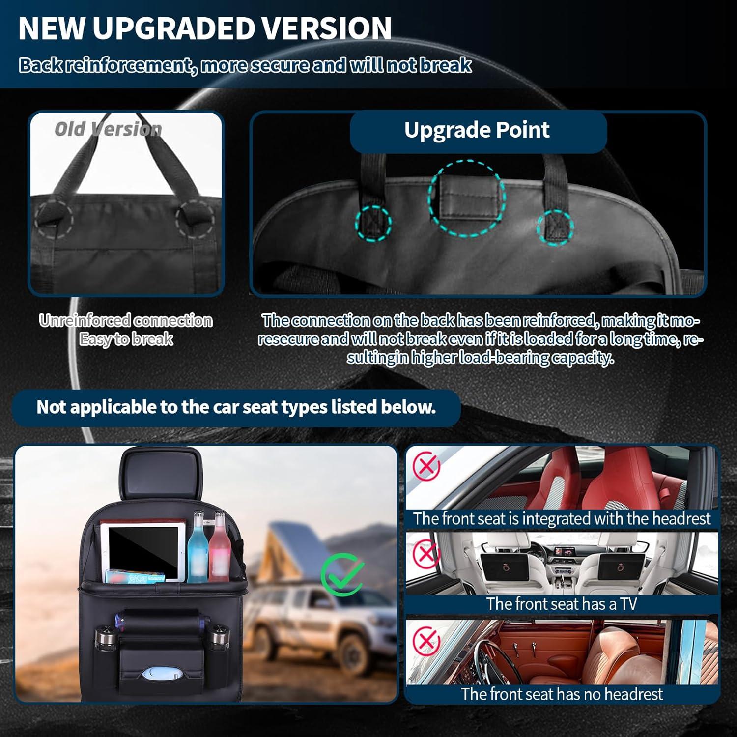 Organizador de Asiento Trasero de Coche ONISMEZ con Bandeja y 8 Bolsillos