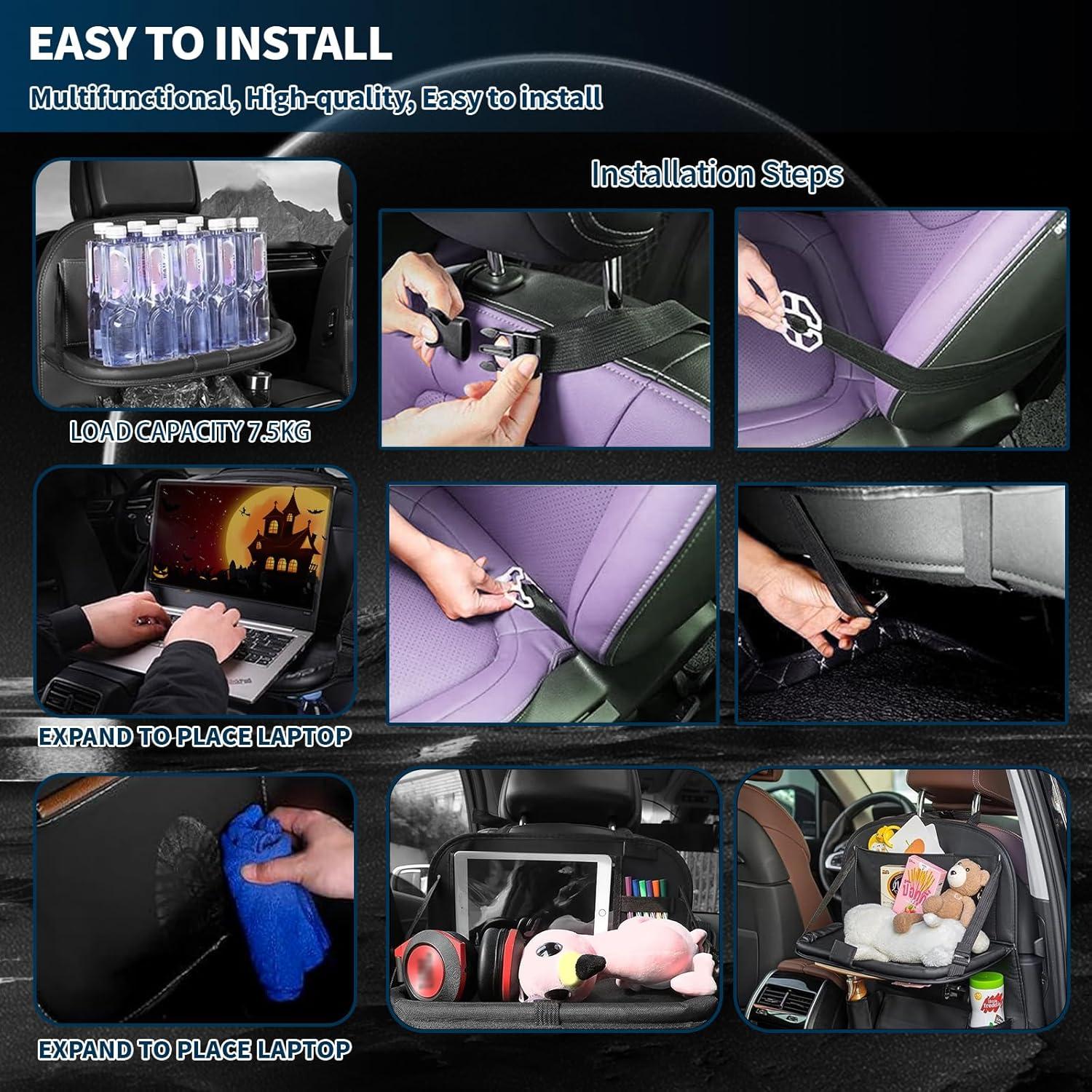 Organizador de Asiento Trasero de Coche ONISMEZ con Bandeja y 8 Bolsillos