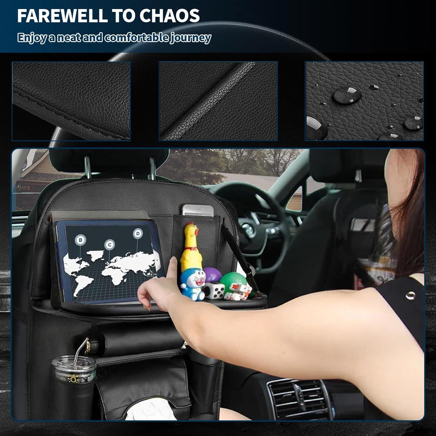 Organizador de Asiento Trasero de Coche ONISMEZ con Bandeja y 8 Bolsillos