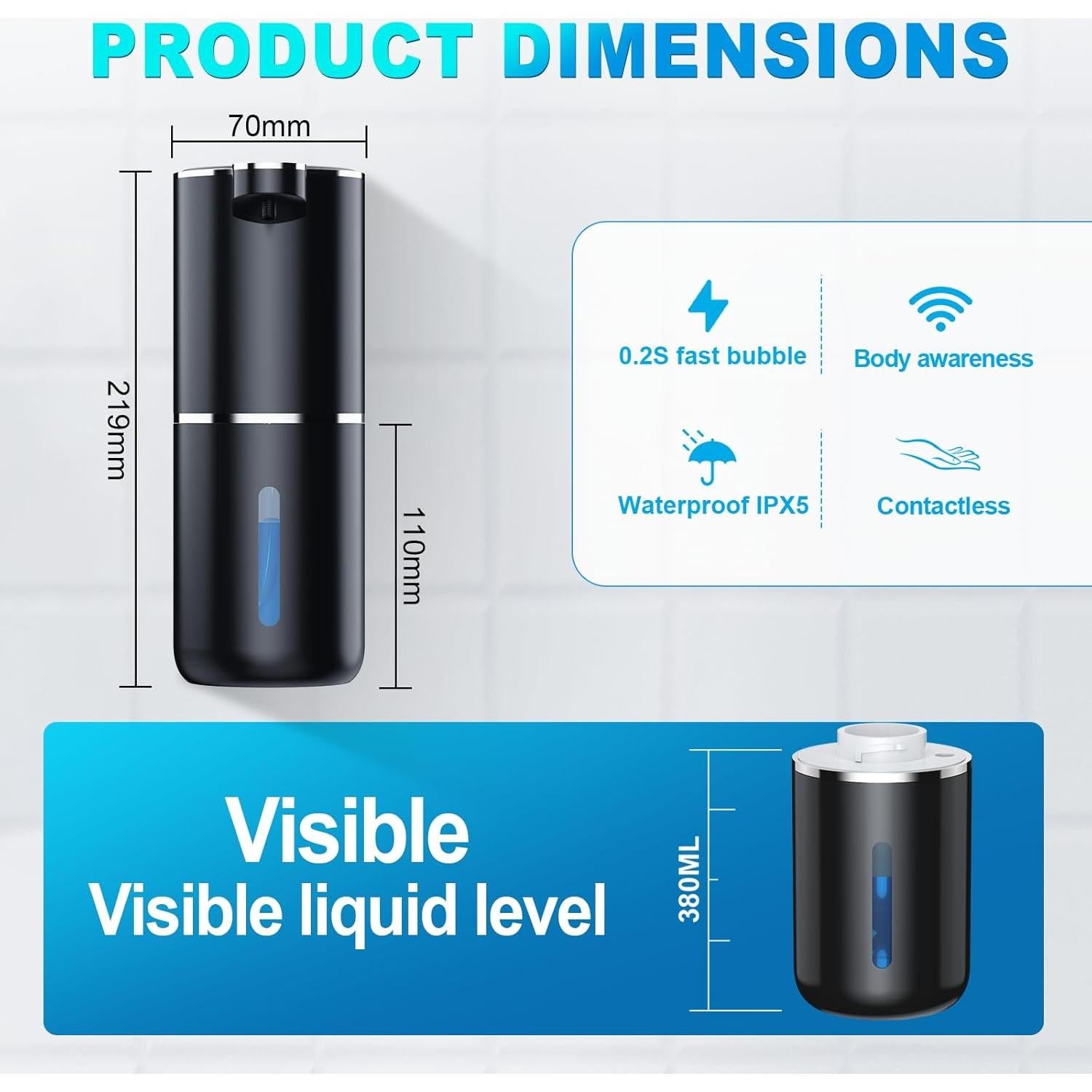 Dispensador Automático de Jabón Espumoso Amyzavls 380ml USB