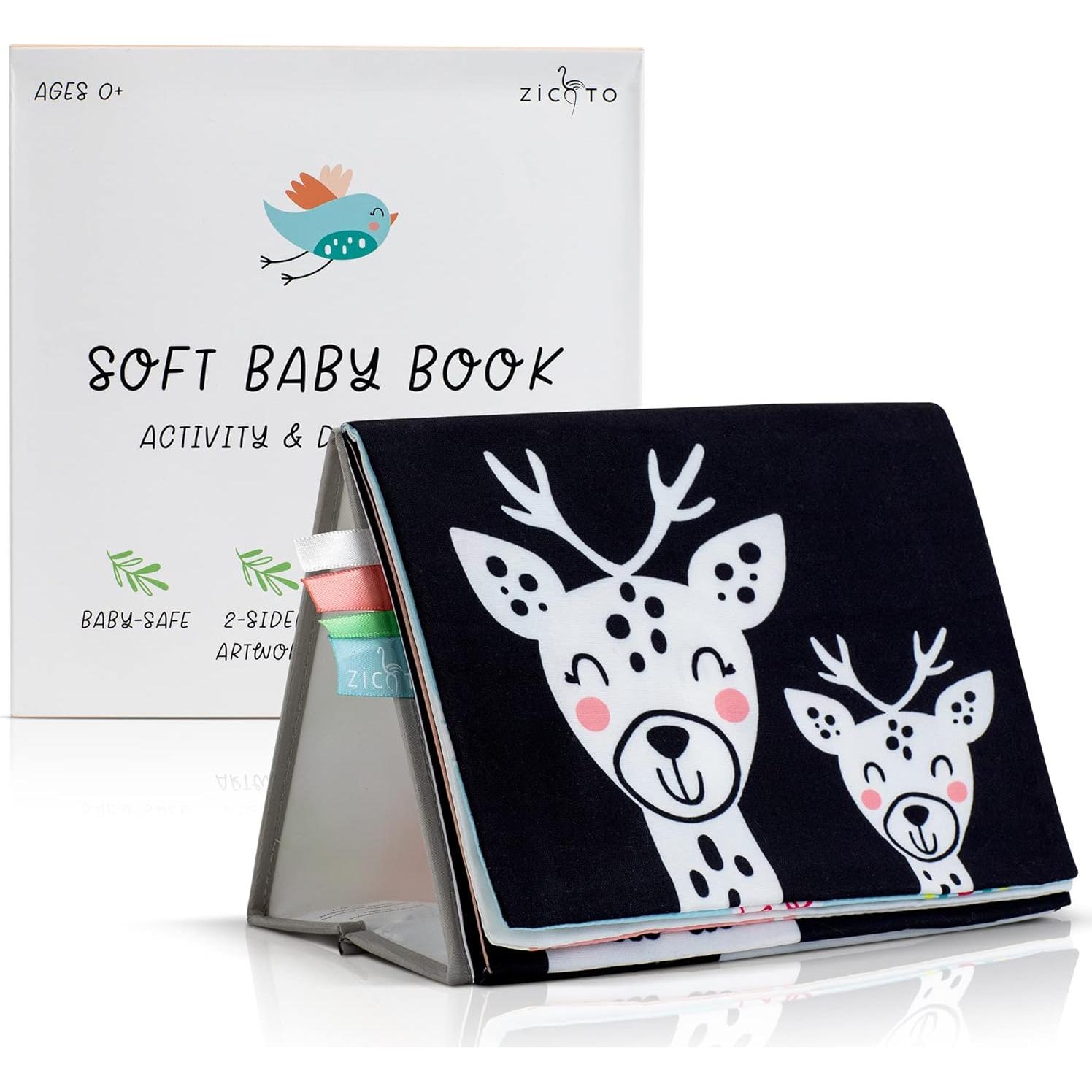 Libro Suave ZICOTO para Bebés con Espejo - Juguete Sensorial 0-6 Meses
