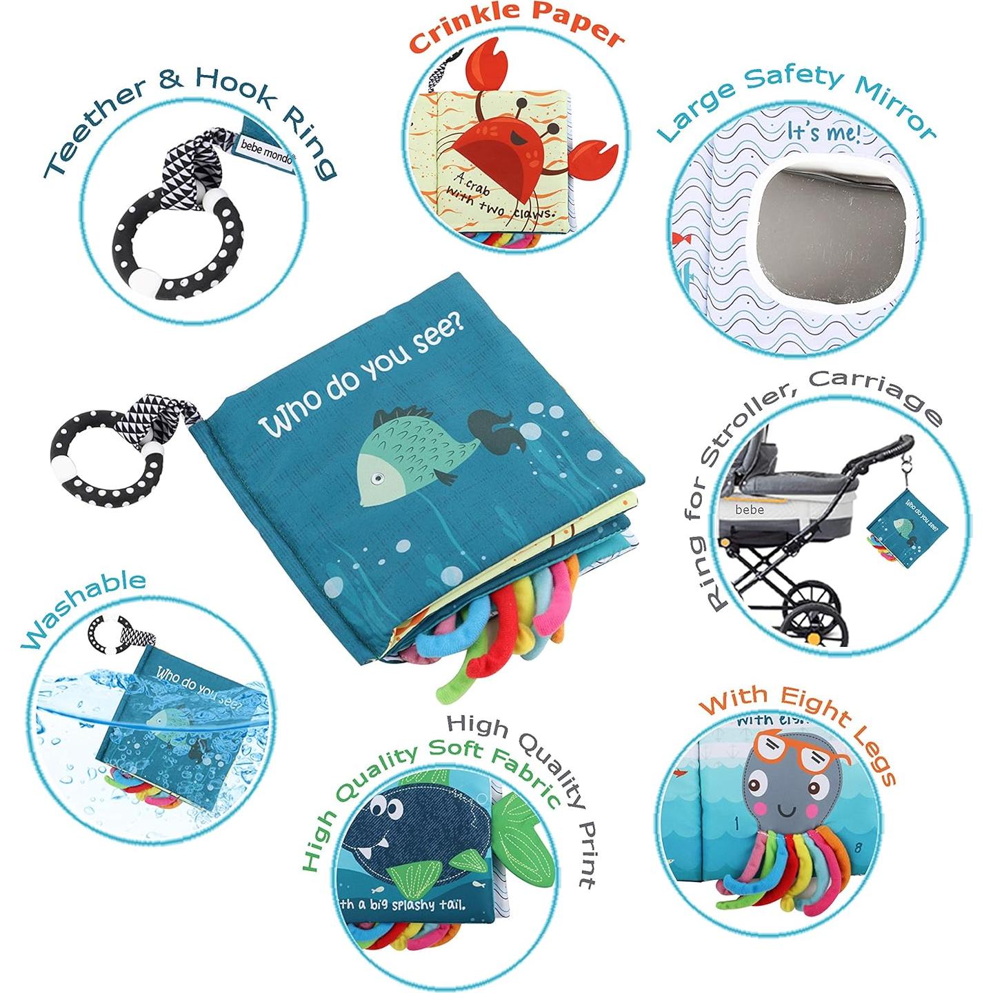 Libro de Tela Crinkle para Bebés Bebe Mondo - Animales Marinos