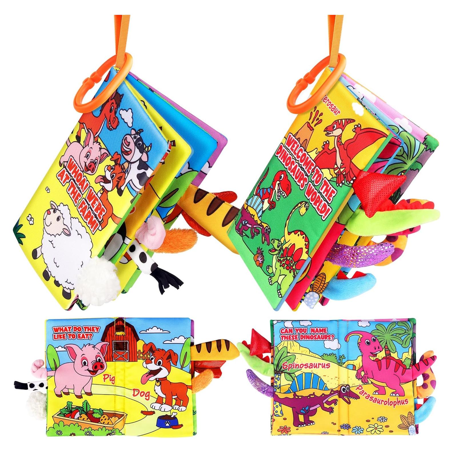 Libros Suaves para Bebés Helsort - Dinosaurios y Granja, 2 Piezas