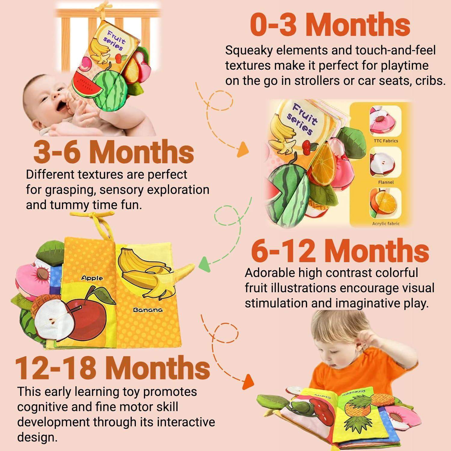 Libro de Tela Suave Crinkle para Bebés 0-12 Meses - Chochumy