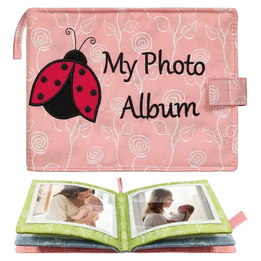 Álbum de fotos de tela suave amzoya para bebés 4x6 Rosa