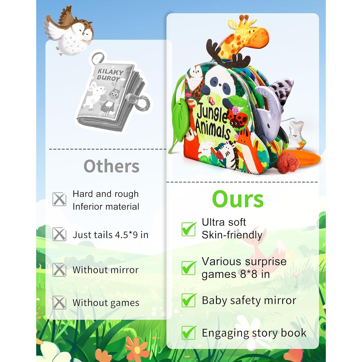 Libro de Tela Suave para Bebés Jovow 0-3 Años Dentición