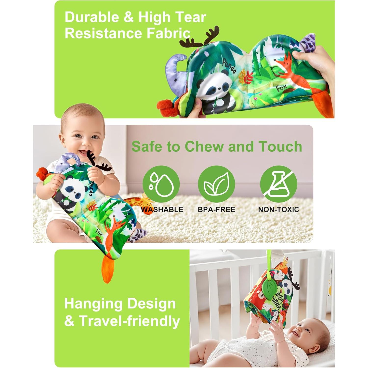 Libro de Tela Suave para Bebés Jovow 0-3 Años Dentición