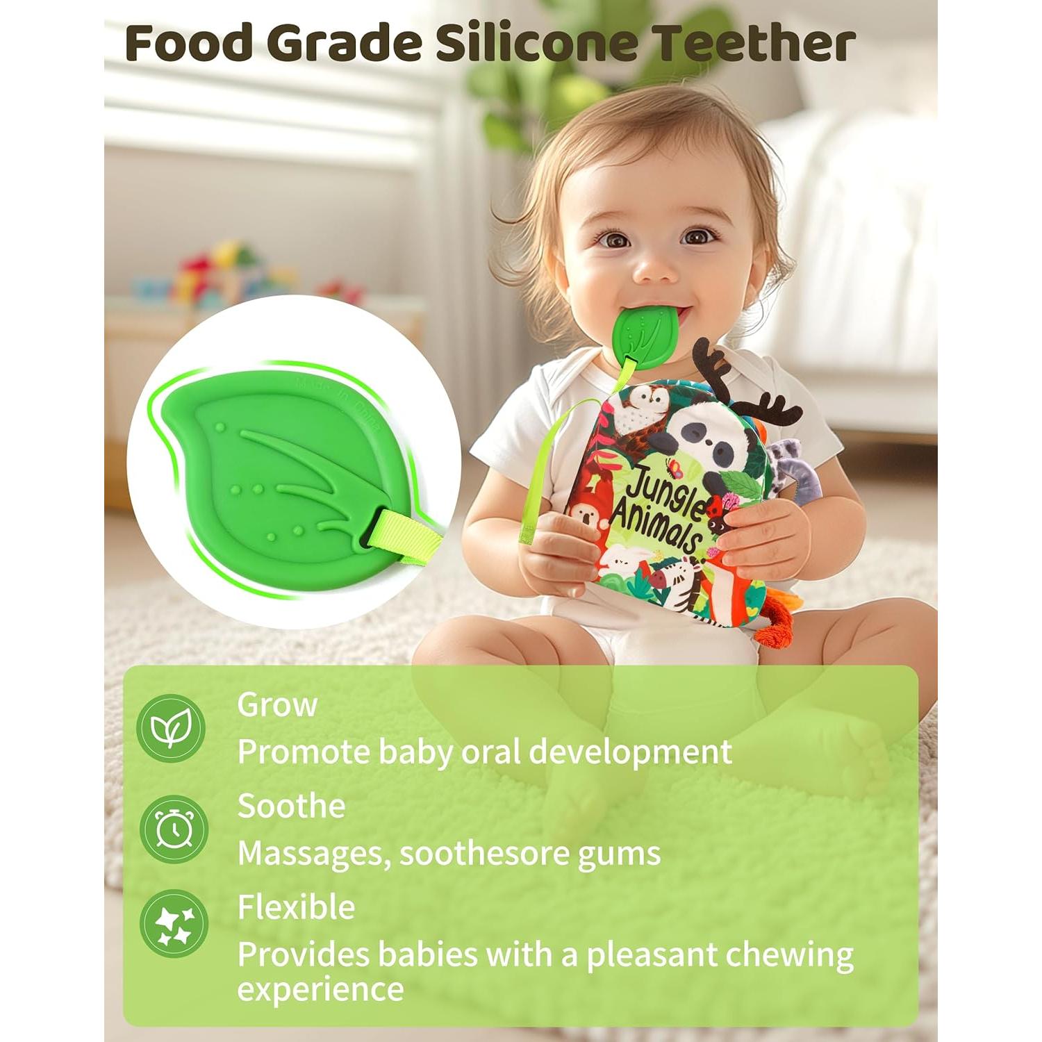 Libro de Tela Suave para Bebés Jovow 0-3 Años Dentición