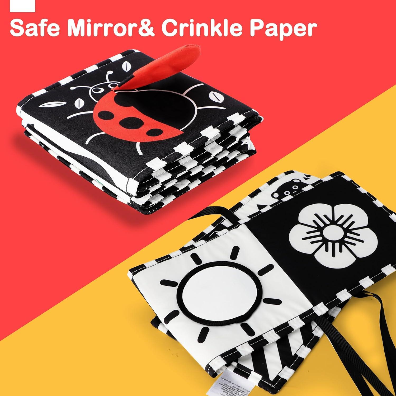 Libro Suave para Bebés URMYWO en Blanco y Negro 0-12 Meses