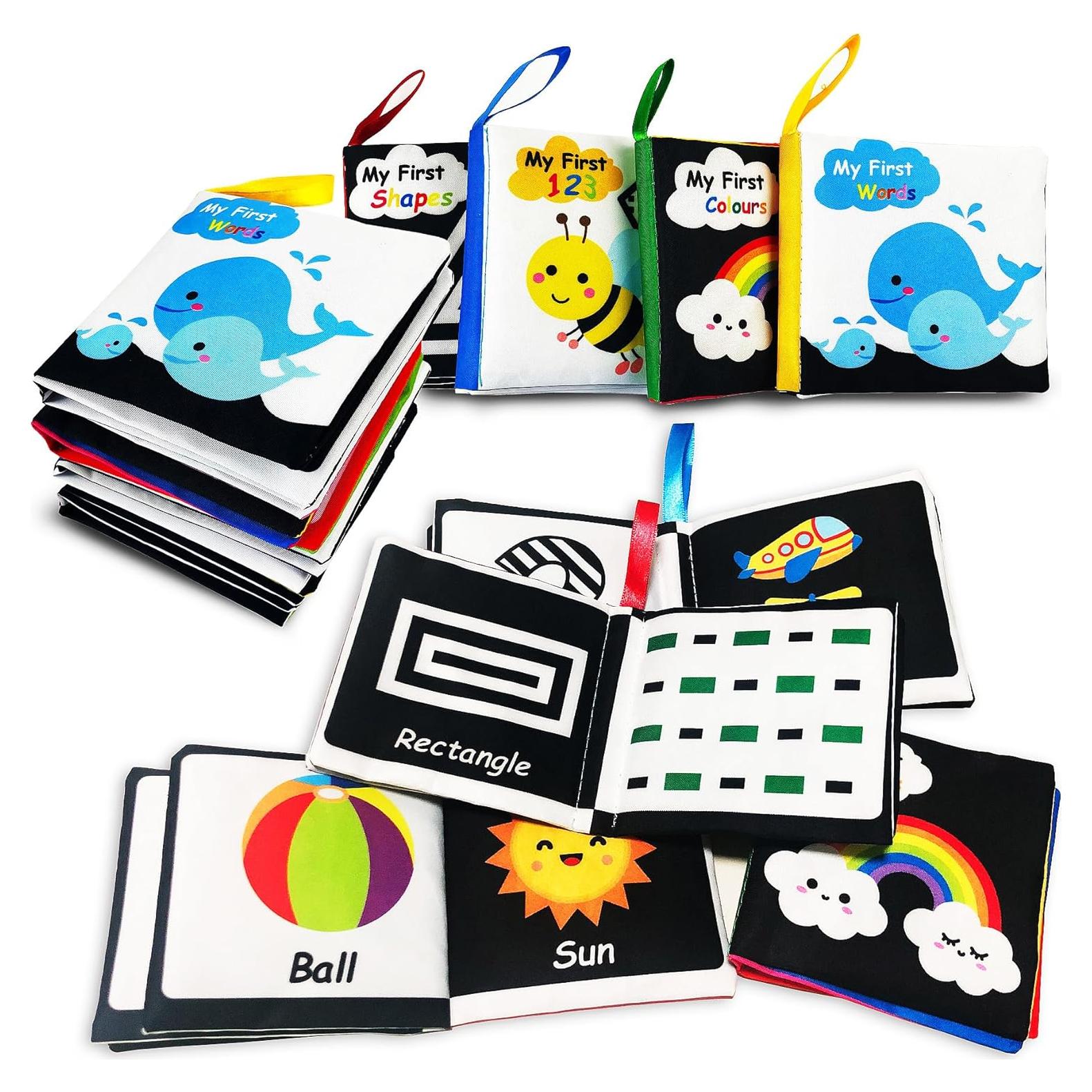 Libro de Tela Suave para Bebés AMINFUN - Paquete de 4