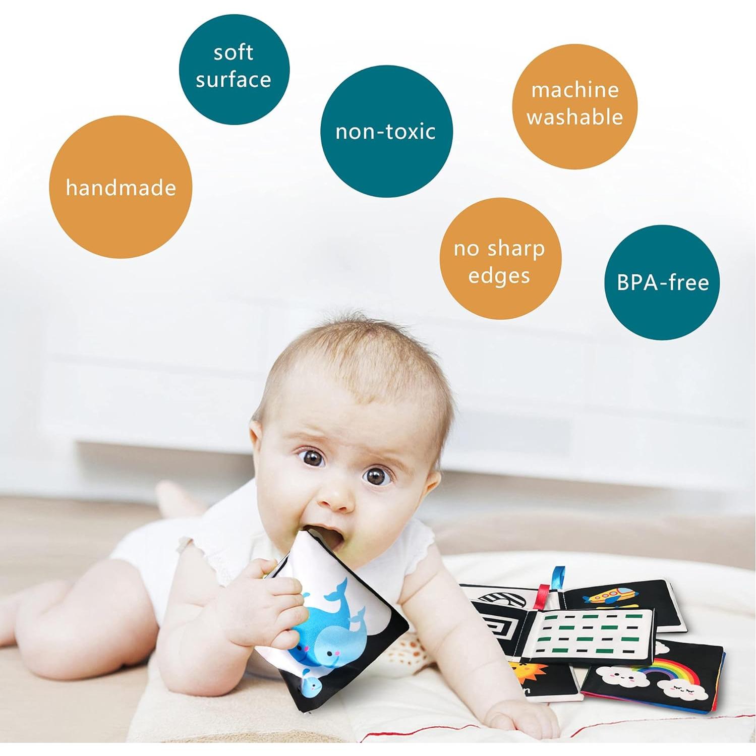 Libro de Tela Suave para Bebés AMINFUN - Paquete de 4