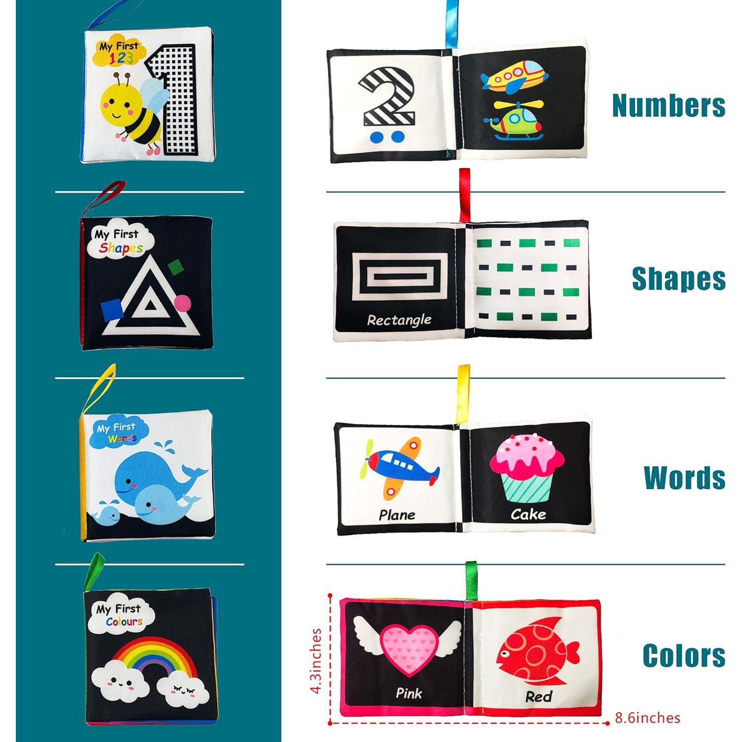 Libro de Tela Suave para Bebés AMINFUN - Paquete de 4