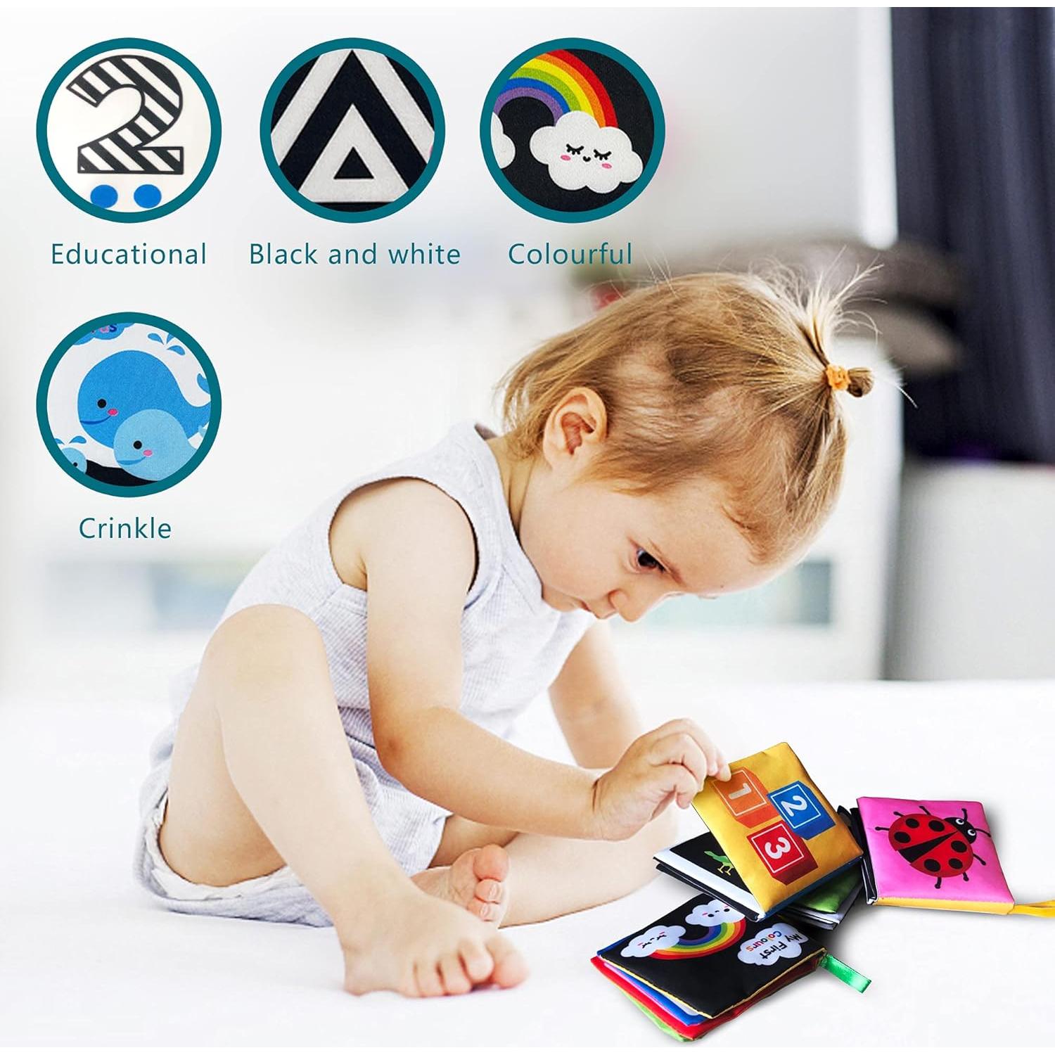 Libro de Tela Suave para Bebés AMINFUN - Paquete de 4