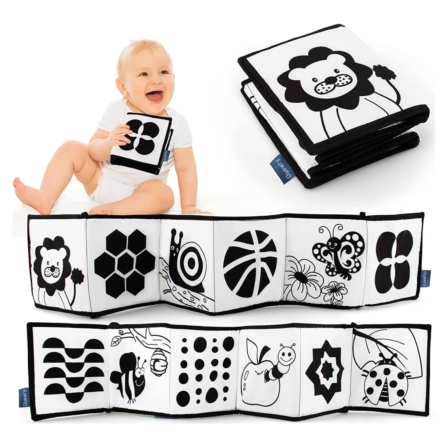 Libro Suave en Blanco y Negro KaPing para Bebés - 12 Patrones