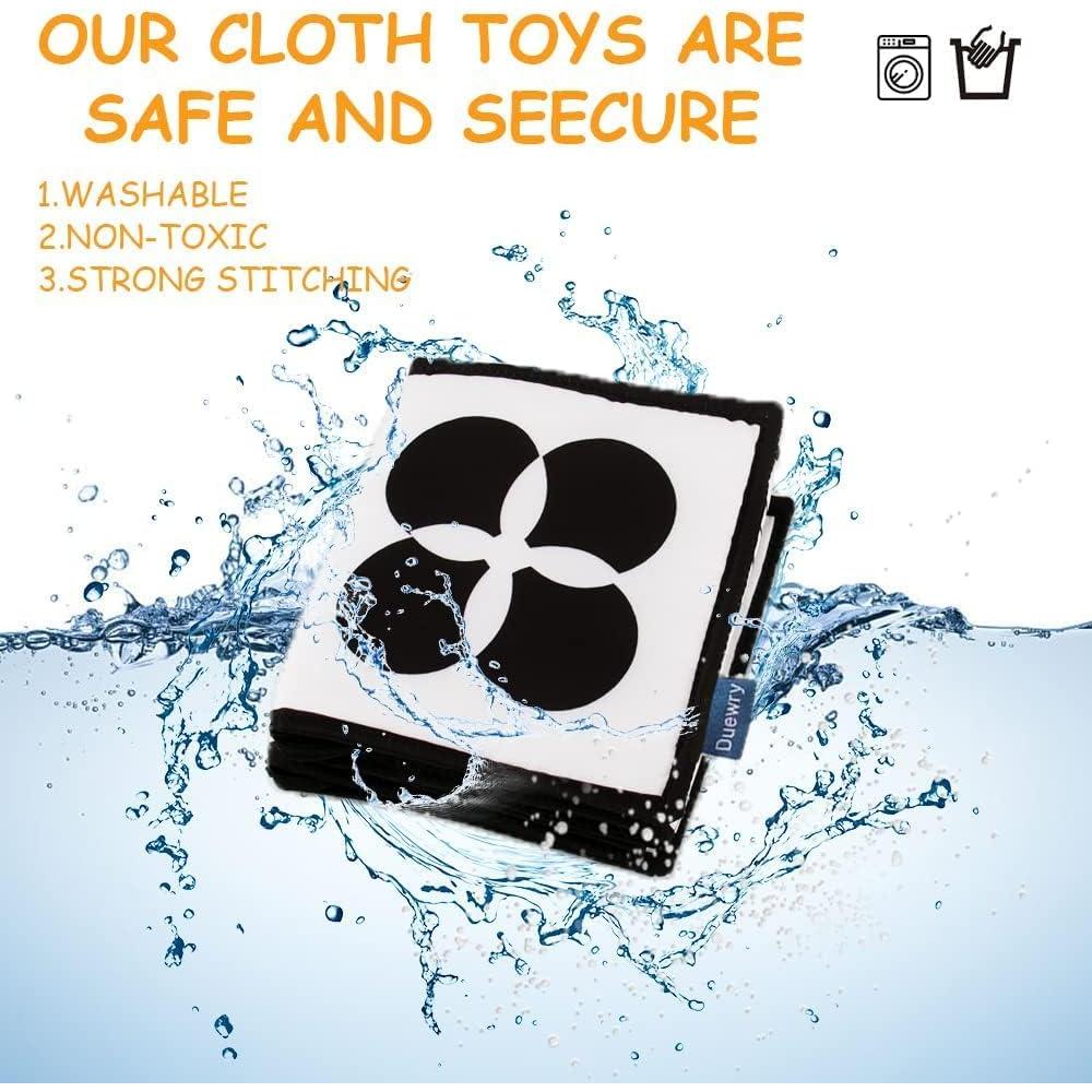 Libro Suave en Blanco y Negro KaPing para Bebés - 12 Patrones