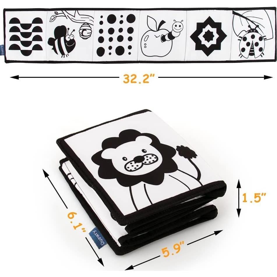 Libro Suave en Blanco y Negro KaPing para Bebés - 12 Patrones