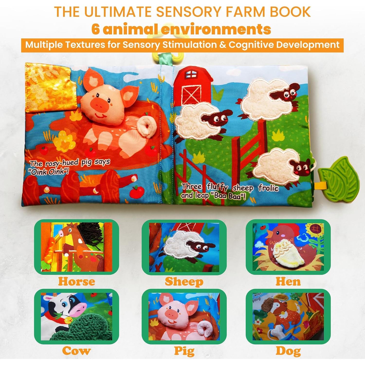 Libro de Tela para Bebés Tinselhome 0-3 Años Suave y Seguro