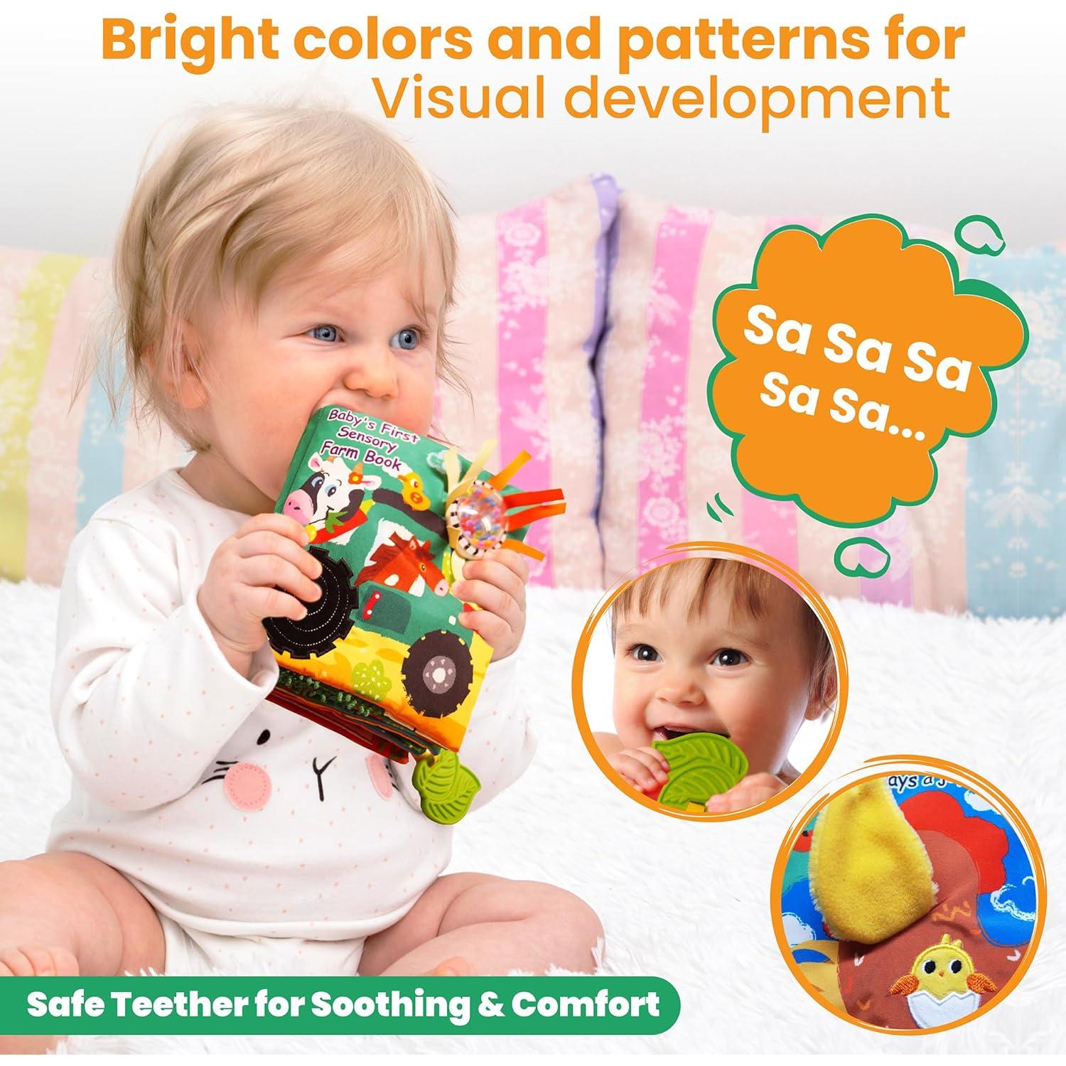 Libro de Tela para Bebés Tinselhome 0-3 Años Suave y Seguro