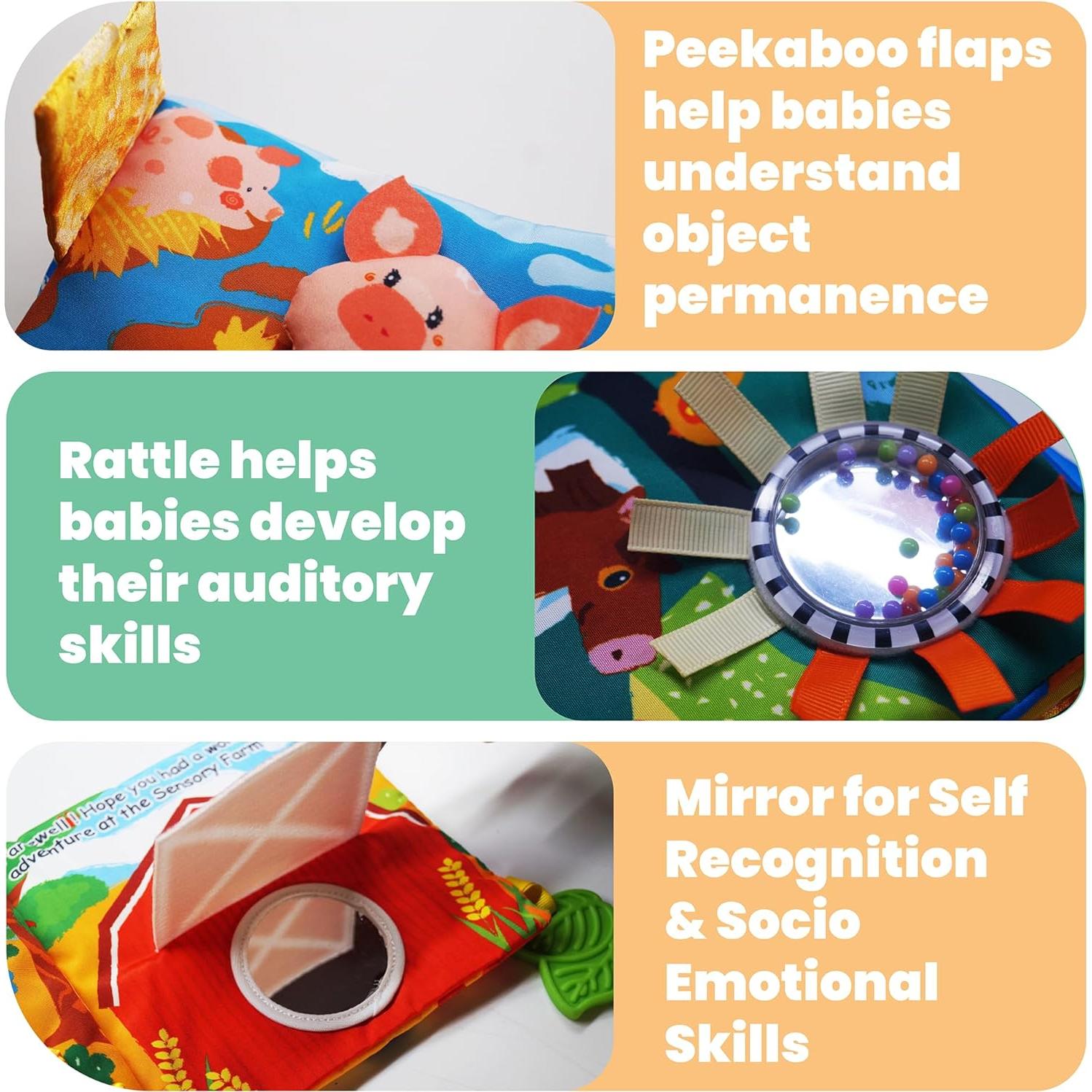 Libro de Tela para Bebés Tinselhome 0-3 Años Suave y Seguro