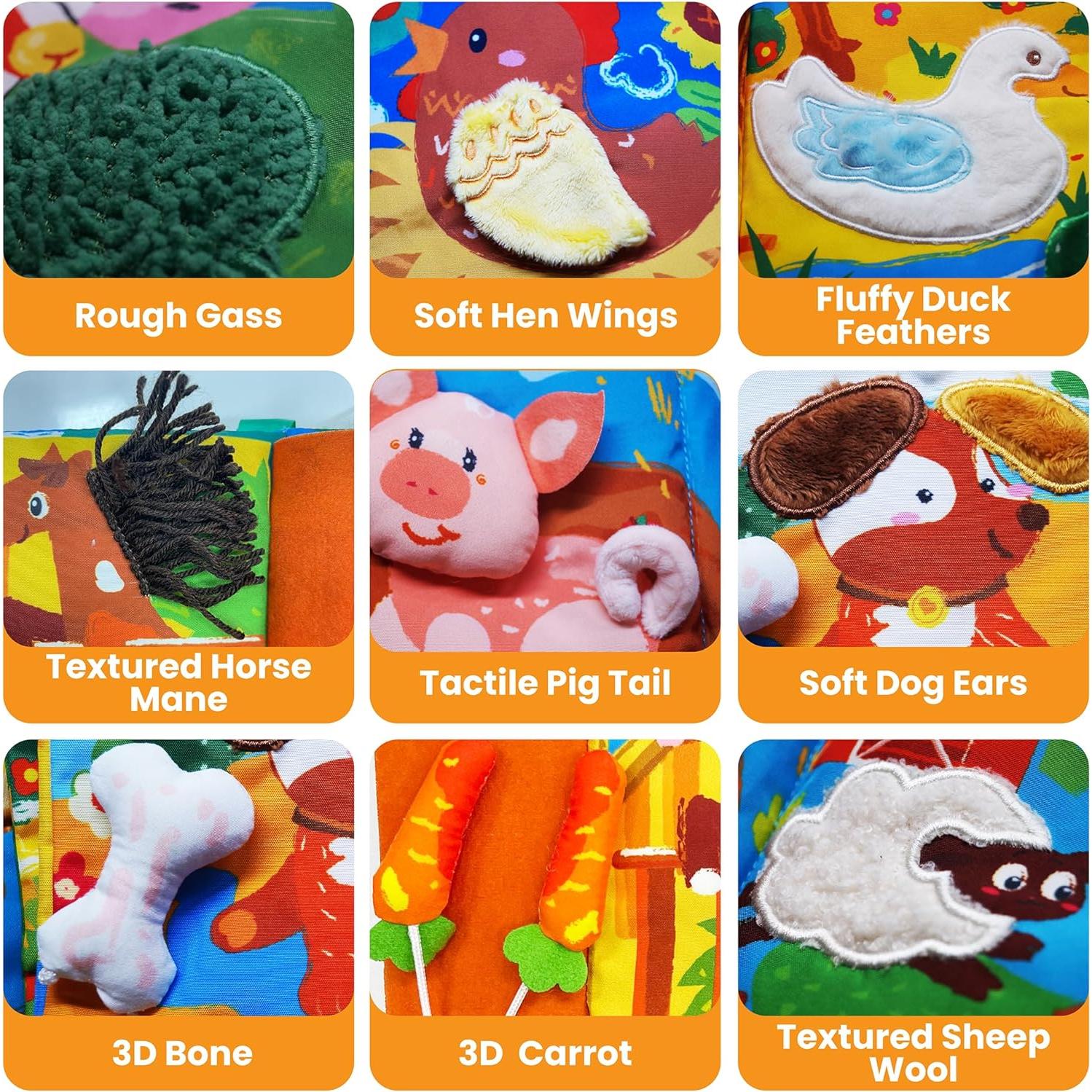 Libro de Tela para Bebés Tinselhome 0-3 Años Suave y Seguro