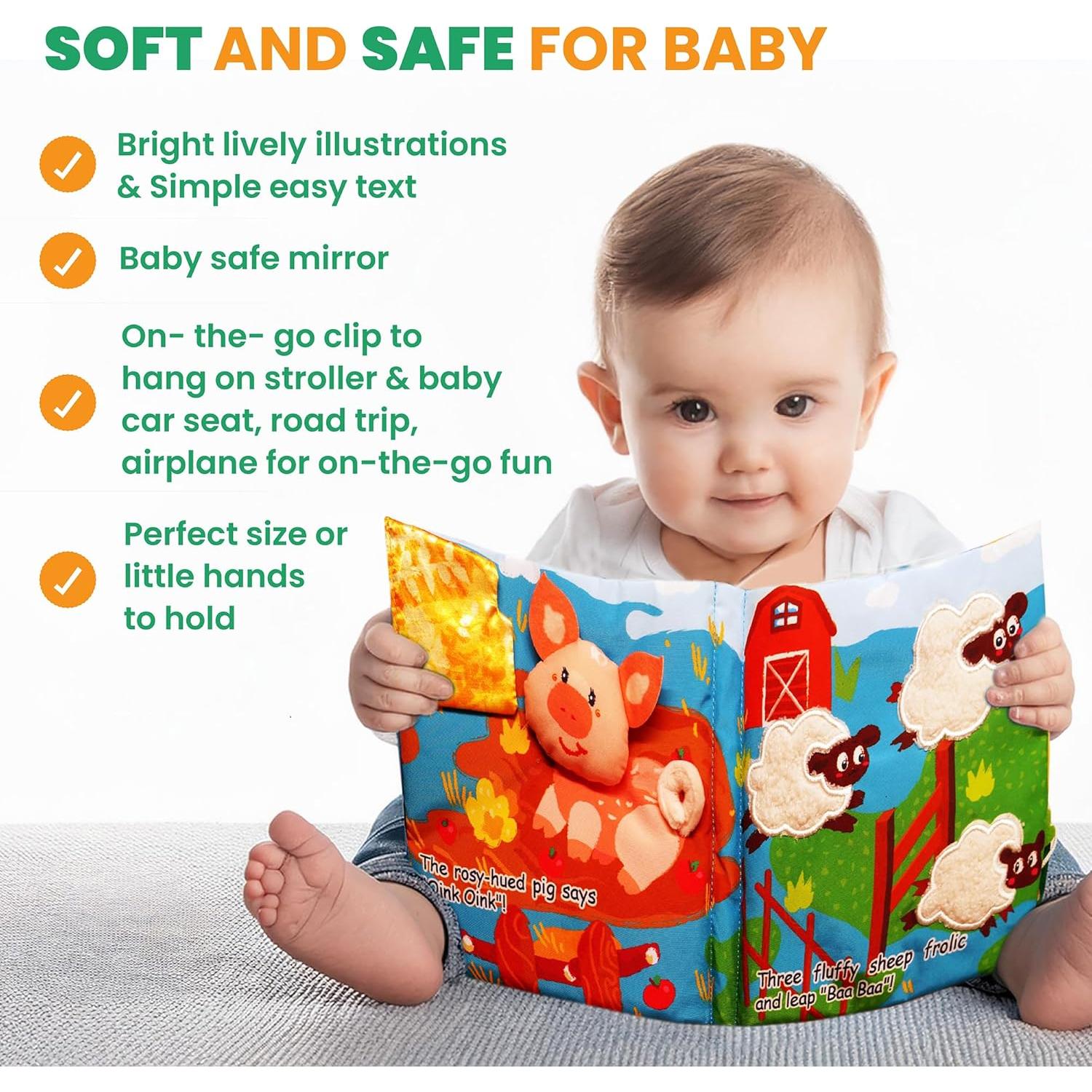 Libro de Tela para Bebés Tinselhome 0-3 Años Suave y Seguro