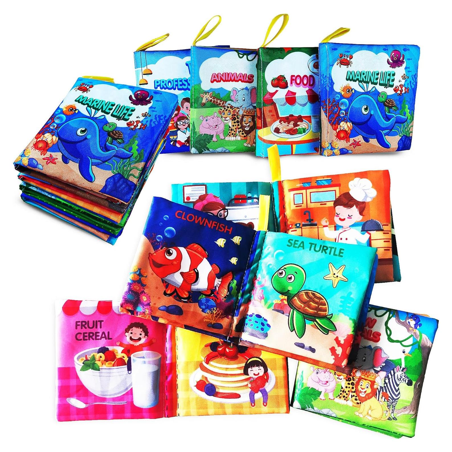 Libros de Tela Suave para Bebés AMINFUN - Paquete de 4