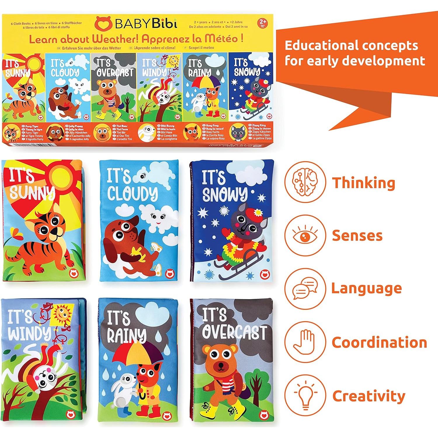 Libros de Tela BabyBibi - Juego de 6 para Bebés 3+ Meses