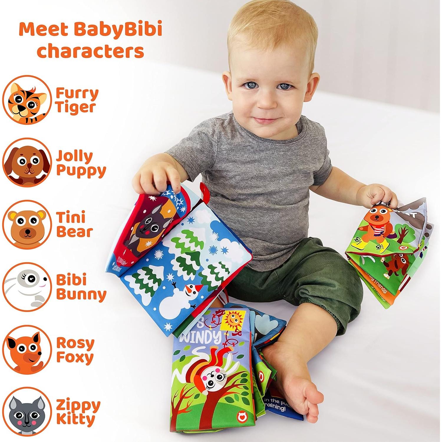 Libros de Tela BabyBibi - Juego de 6 para Bebés 3+ Meses